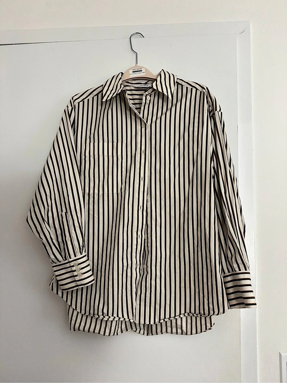 & Other Stories Striped Patch-Pocket Shirt & White & Black